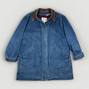 VTG Orvis Denim Chore Barn Coat Jacket Wool Blanket Liner Women's Size Large USA